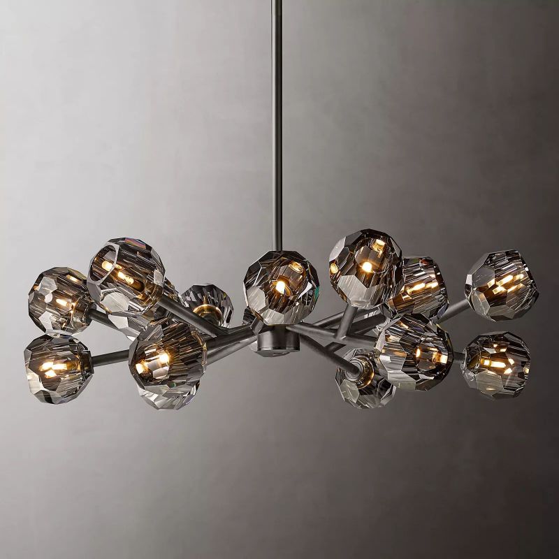 Boule Modern Smoke Crystal Round Chandelier 36"