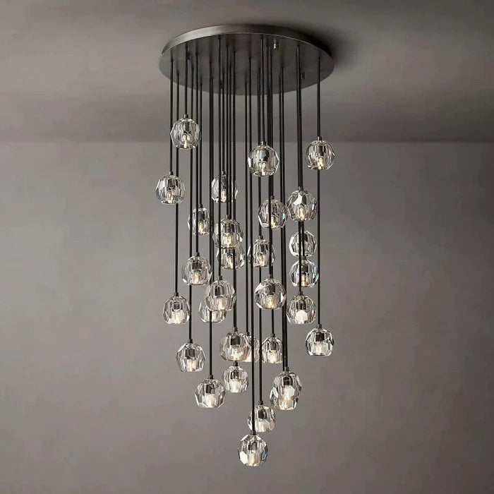 Bouble De  Crystal Round Cluster Chandelier 30"