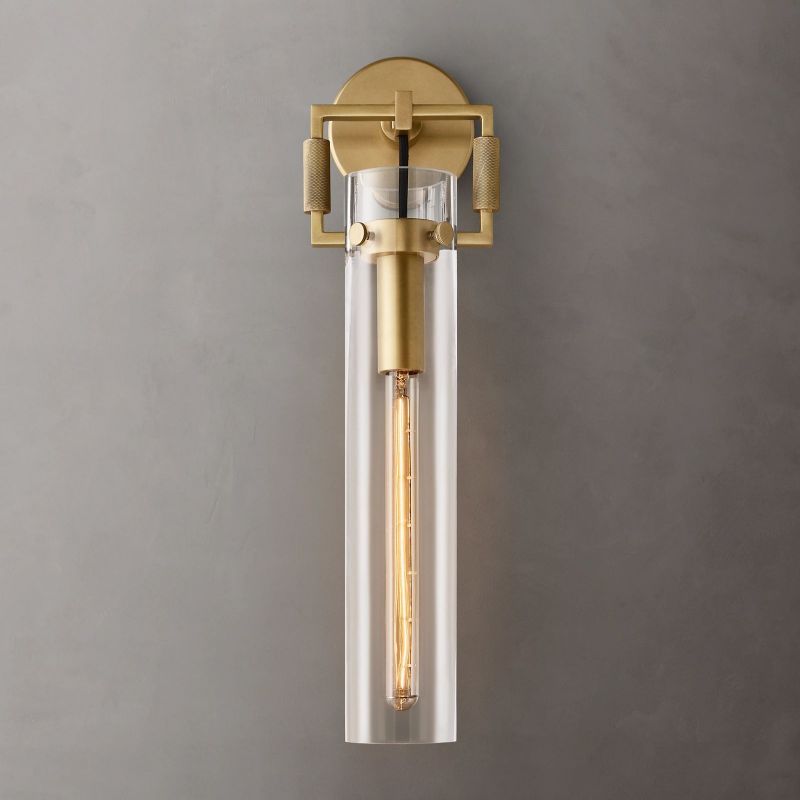 Machiinist Glass Cylinder Wall Sconce 16"