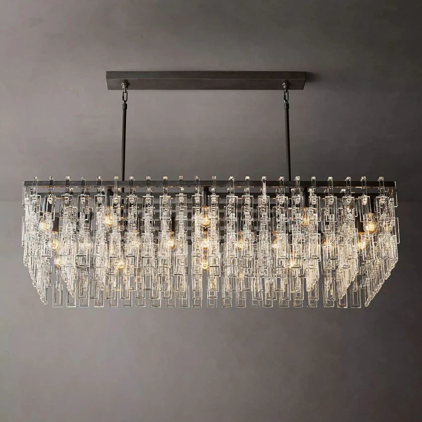 Mariogold Multi-Tier Crystal Chain Rectangular Chandelier 60"