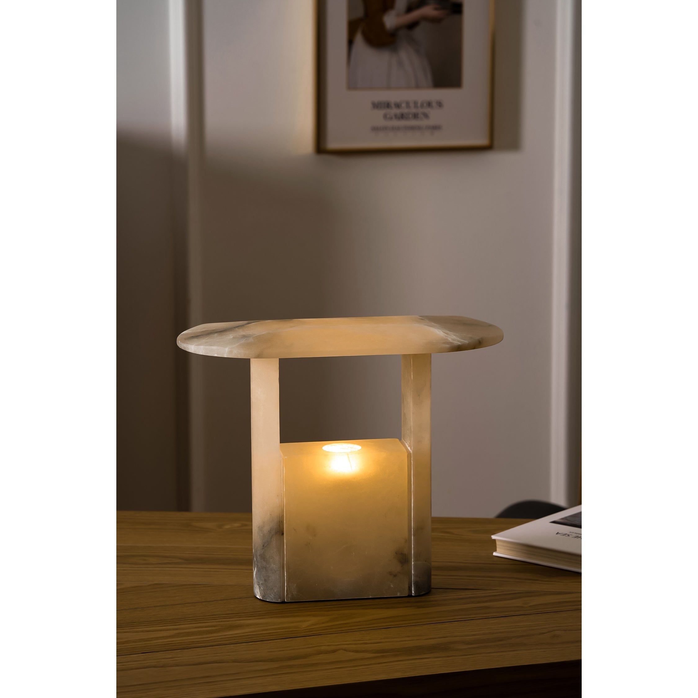 Pagoda Alabaster Table Lamp