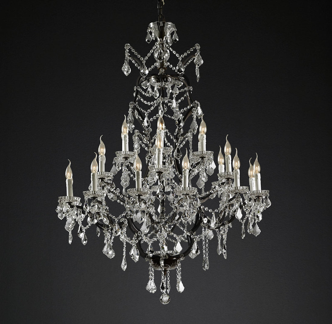 Rocco Iron & Crystal Round Chandelier 40"