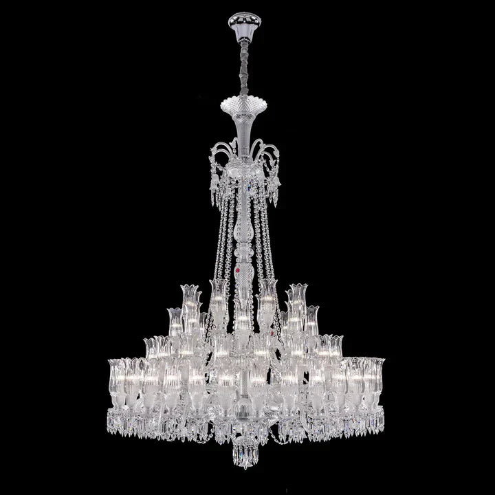 Multi Layer Chrome Crystal Chandelier in French Style with Romantic Branch Flowers for Grand Hallway and Staircase