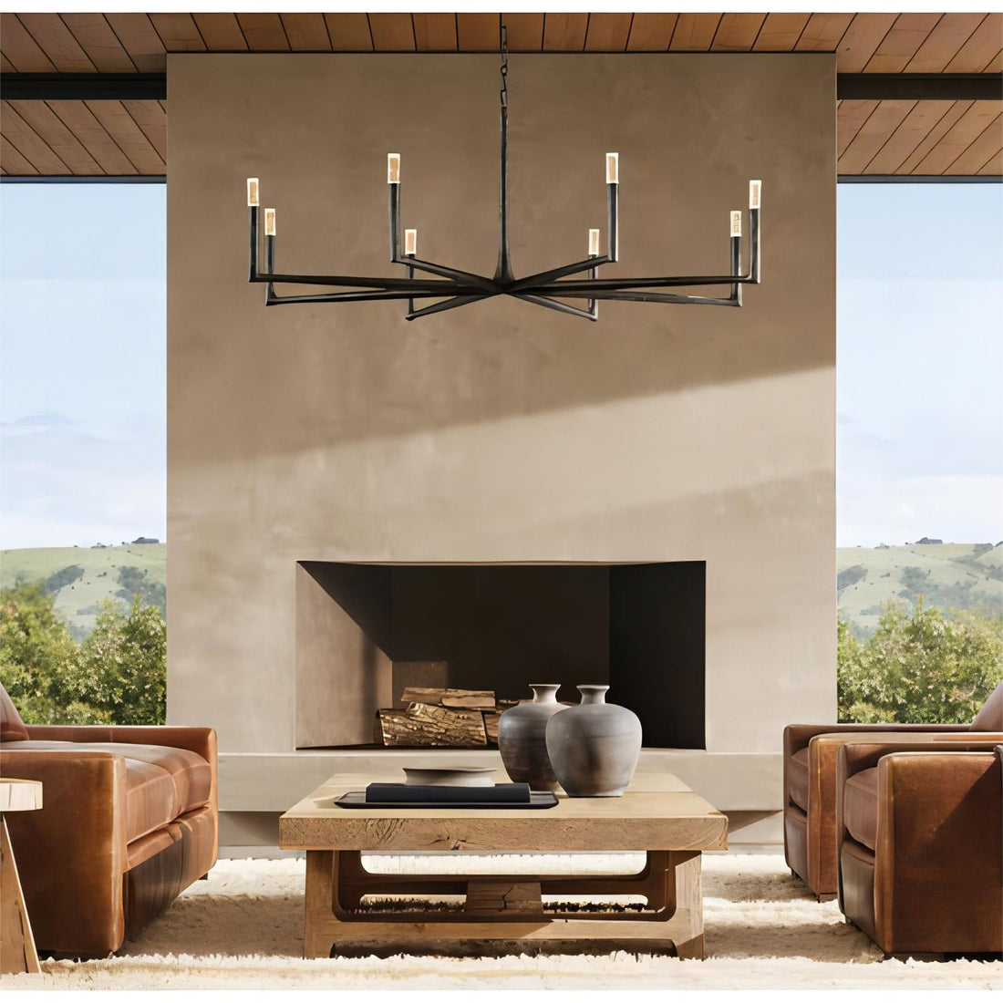 Thaddeus Forged Round Chandelier 60"