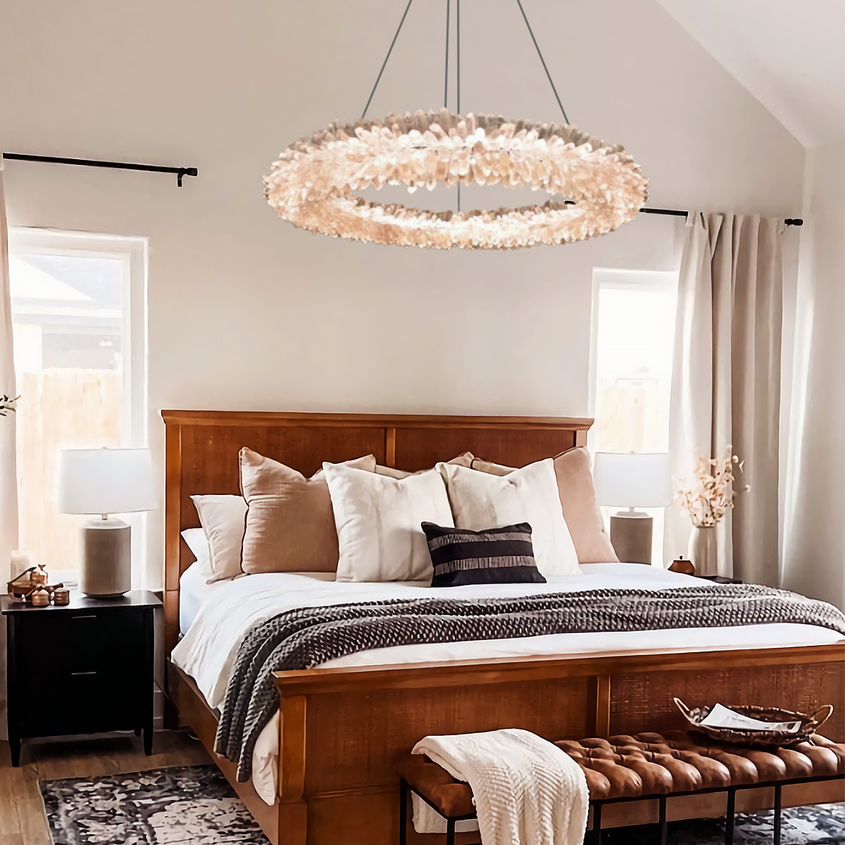 Roxi Quartz Crystal Chandelier 24" 36" 48"