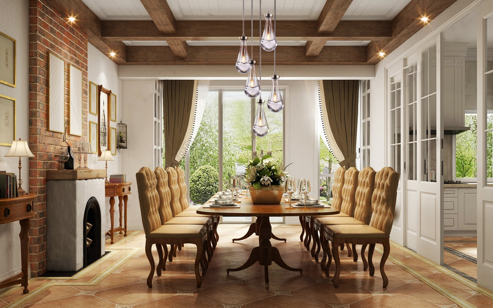 Raindrop Round Chandelier 14" (Cord)