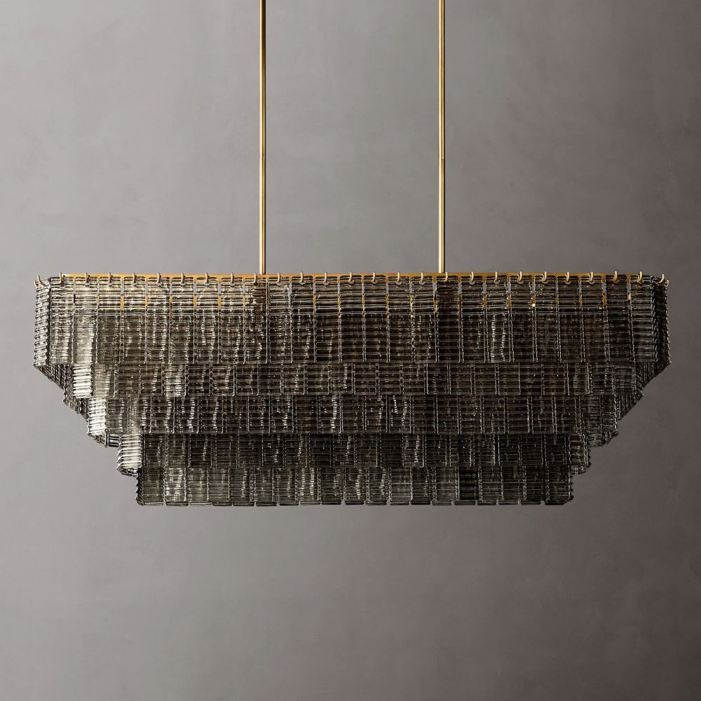 Siren Smoke Glass  Rectangle Chandelier 59"