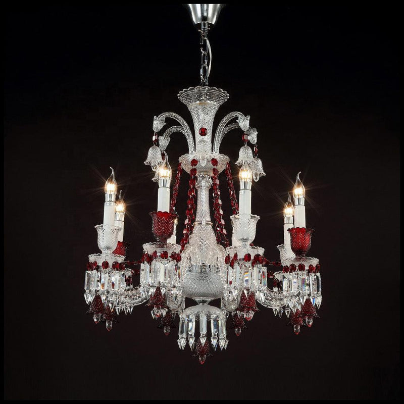 Bakala Red K9 Crystal Classic Chandelier 8 Lights For Living Room