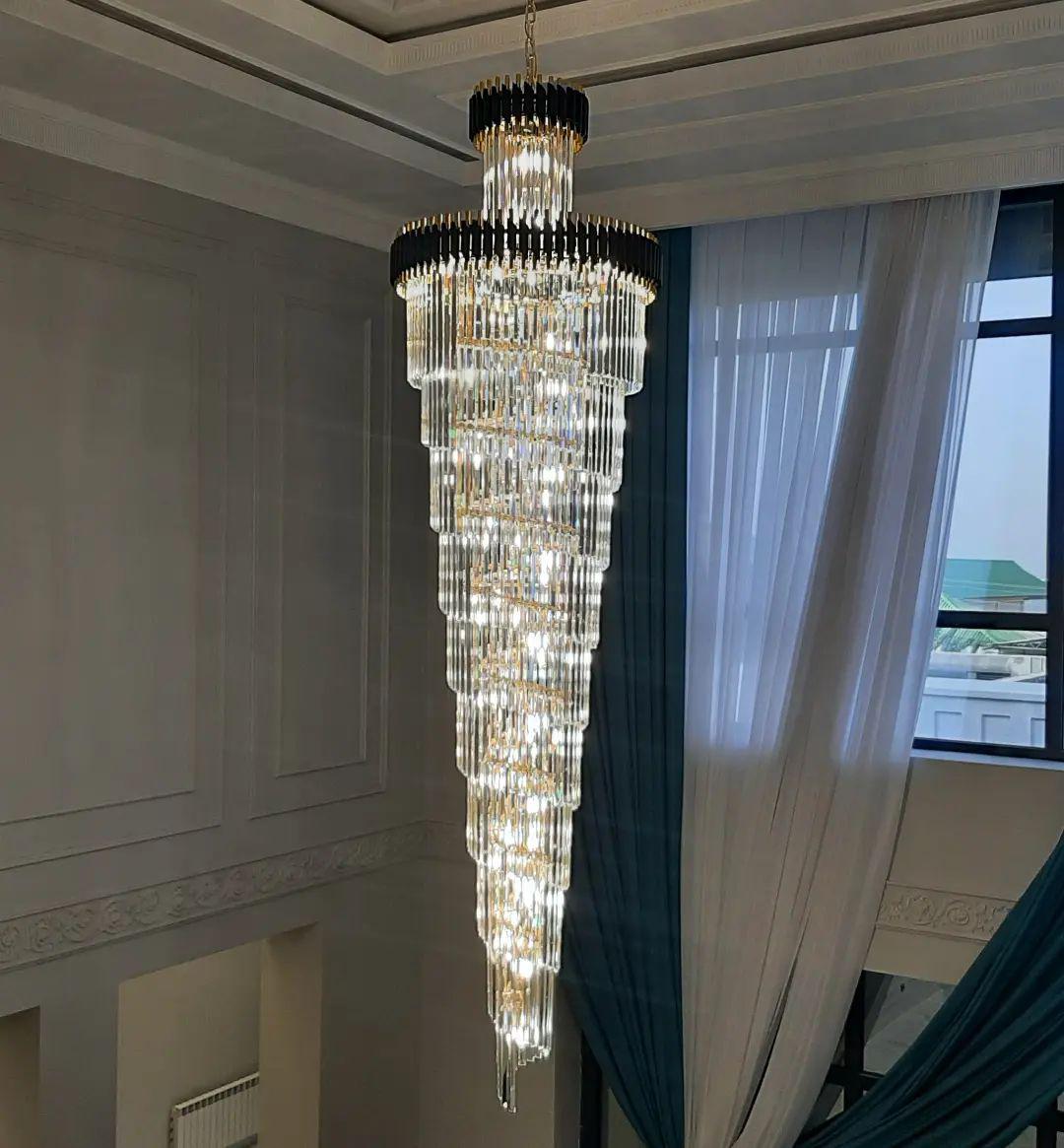 Spiral Crystal Chandelier For Foyer / Staircase