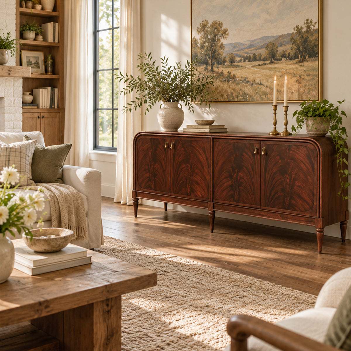 Francois Vintage Sideboard Mahogany buffet Storage Cabinet Wood Entryways Cabinet