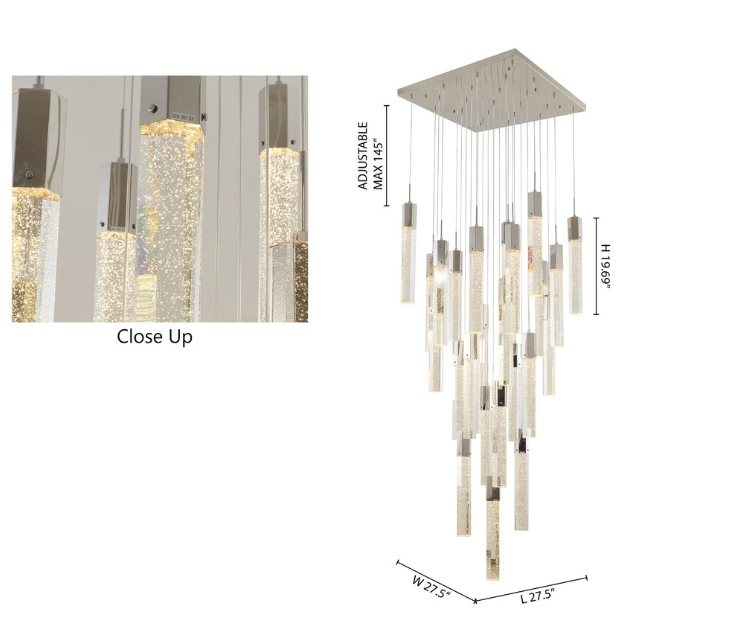 Rose Rectangular Crystal Chandelier  25 Light