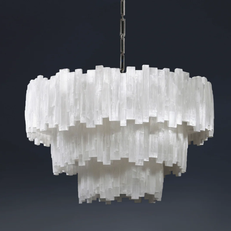 3 Tier Round Selenite Chandelier