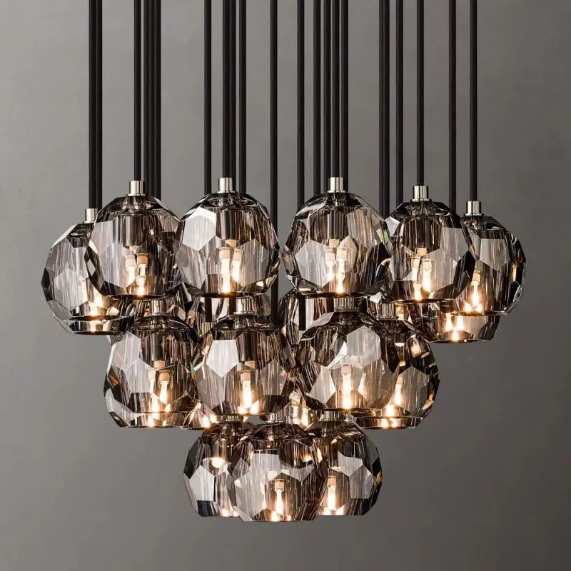 Bouble De  Crystal Round Cluster Chandelier 24"