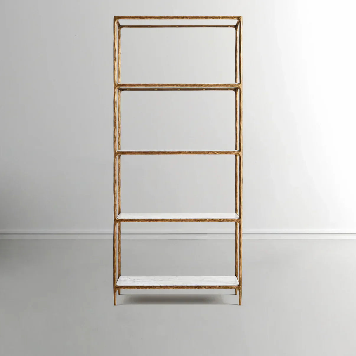 Hand-Forged Metal White Marble Shelving