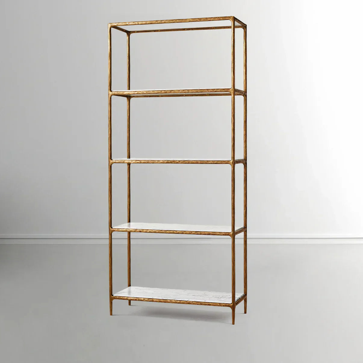 Hand-Forged Metal White Marble Shelving