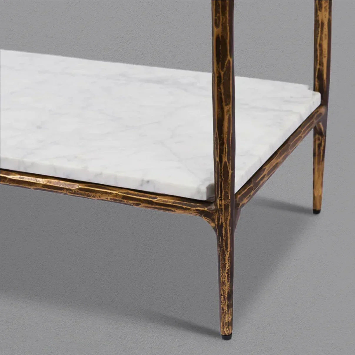 Hand-Forged Metal White Marble Shelving