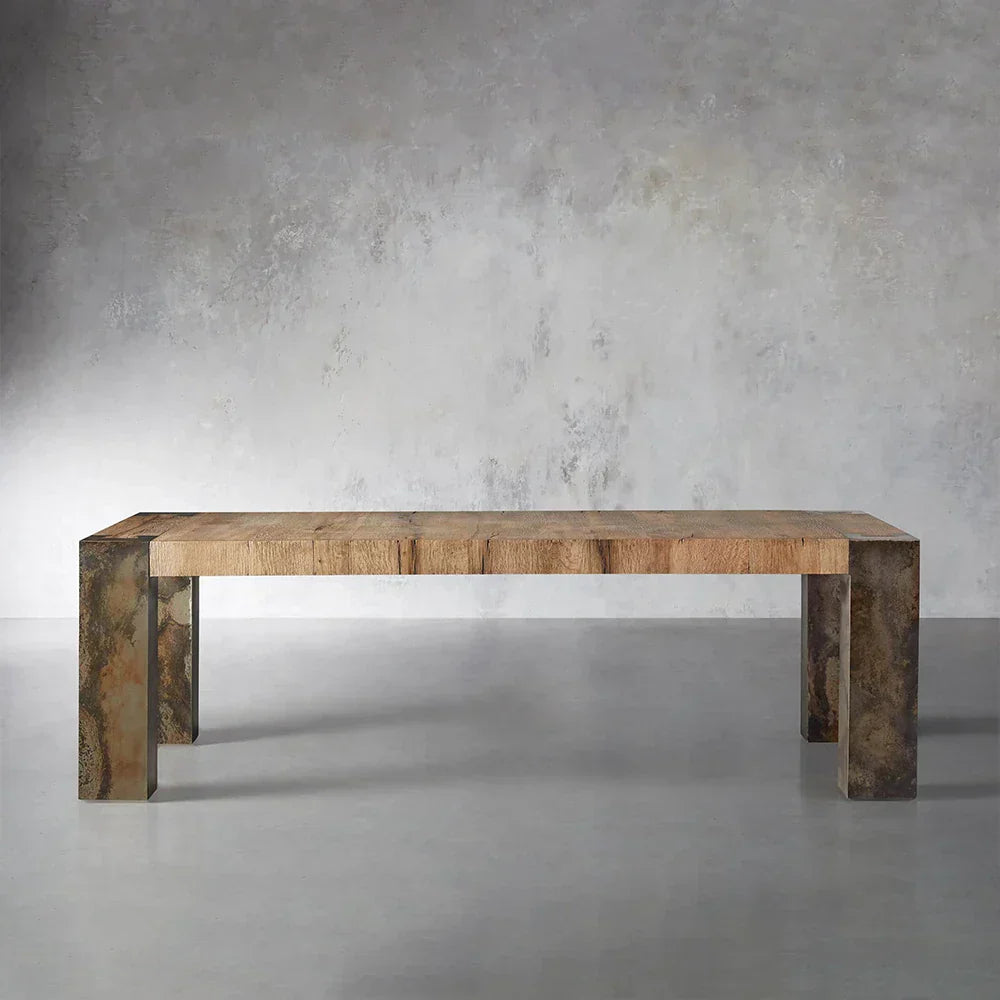 Tellurian Oak Dining Table Rectangular Handcrafted Rustic Industrial Dining Furniture