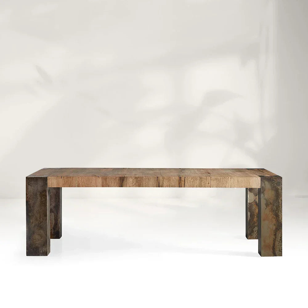 Tellurian Oak Dining Table Rectangular Handcrafted Rustic Industrial Dining Furniture