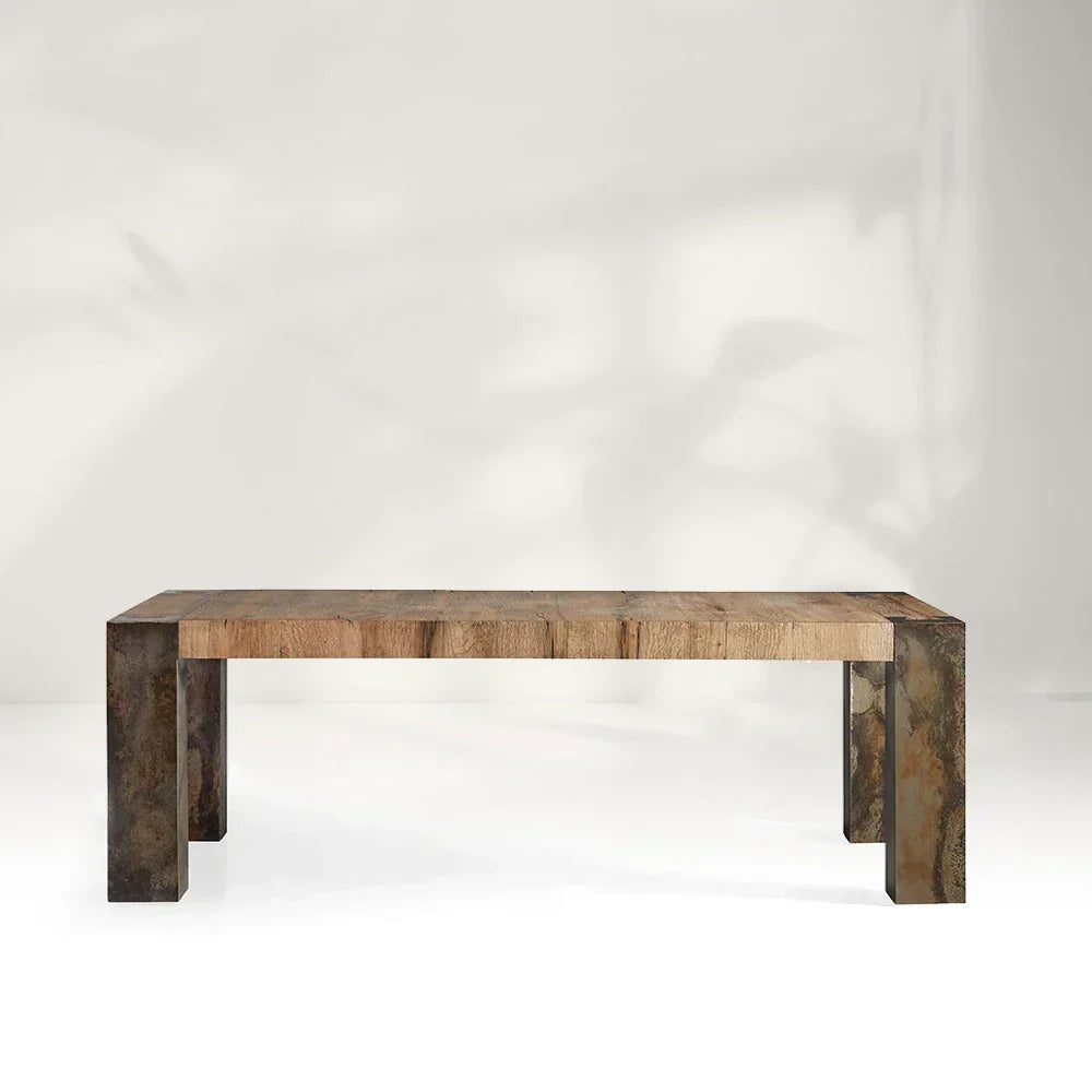 Tellurian Oak Dining Table Rectangular Handcrafted Rustic Industrial Dining Furniture