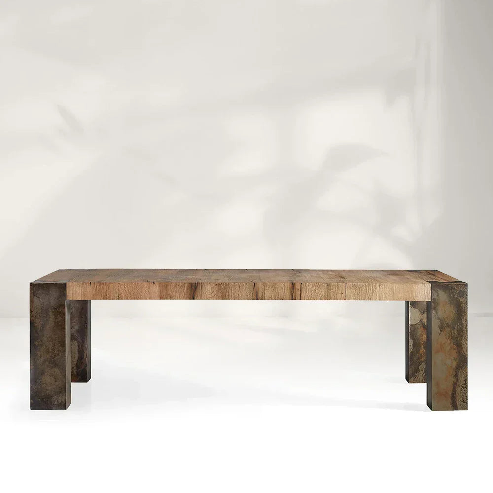 Tellurian Oak Dining Table Rectangular Handcrafted Rustic Industrial Dining Furniture