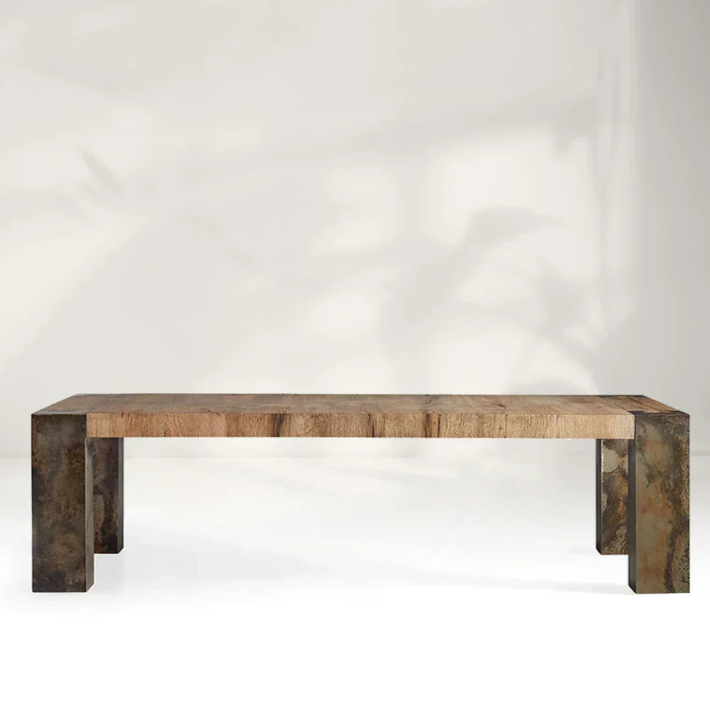 Tellurian Oak Dining Table Rectangular Handcrafted Rustic Industrial Dining Furniture