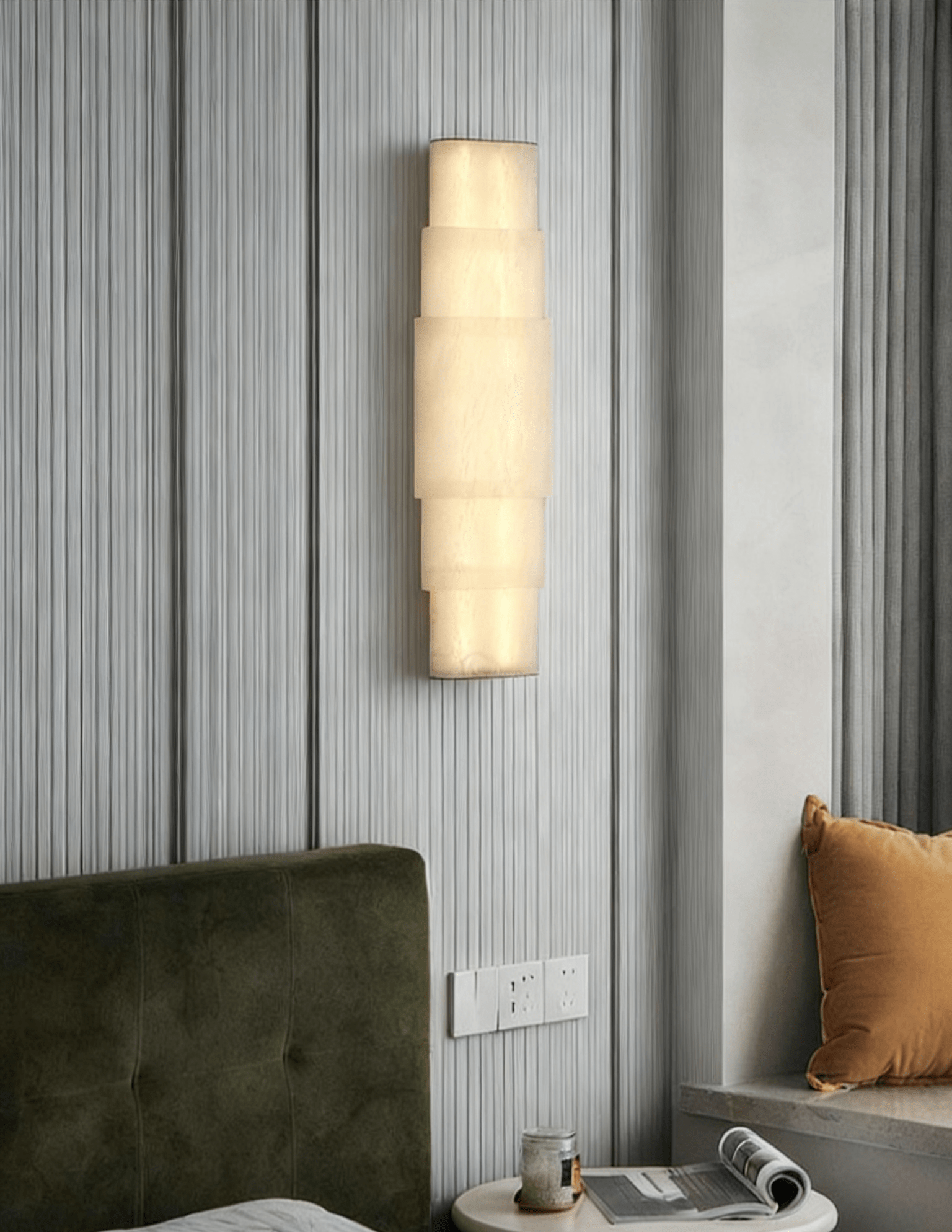 Tiered Alabaster Column Sconce
