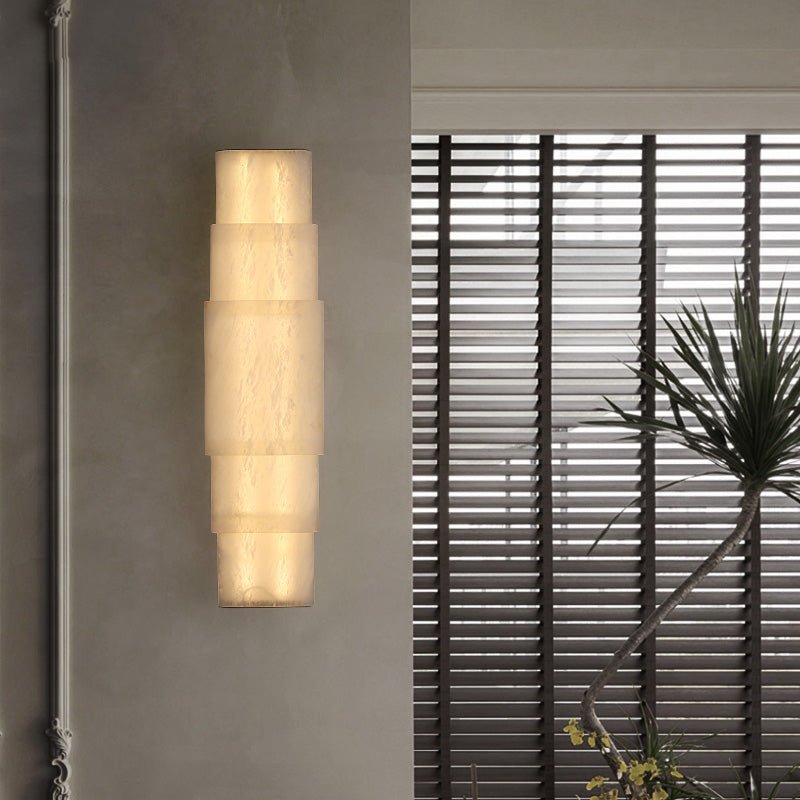 Tiered Alabaster Column Sconce