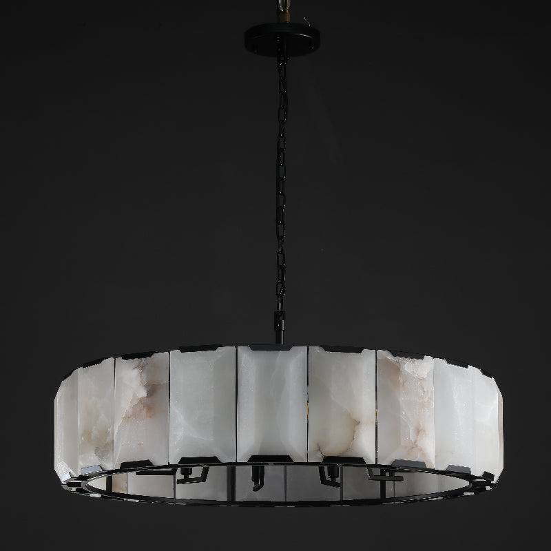 Harlow Calcite Farmhouse Marble Black Chandeliers 42”