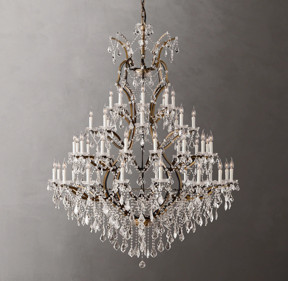 Rocco Iron & Crystal Round Chandelier 60"