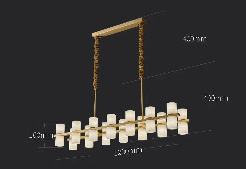 CAURIS ALABASTER LINEAR CHANDELIER 33.5" 39.4" 47.2"L