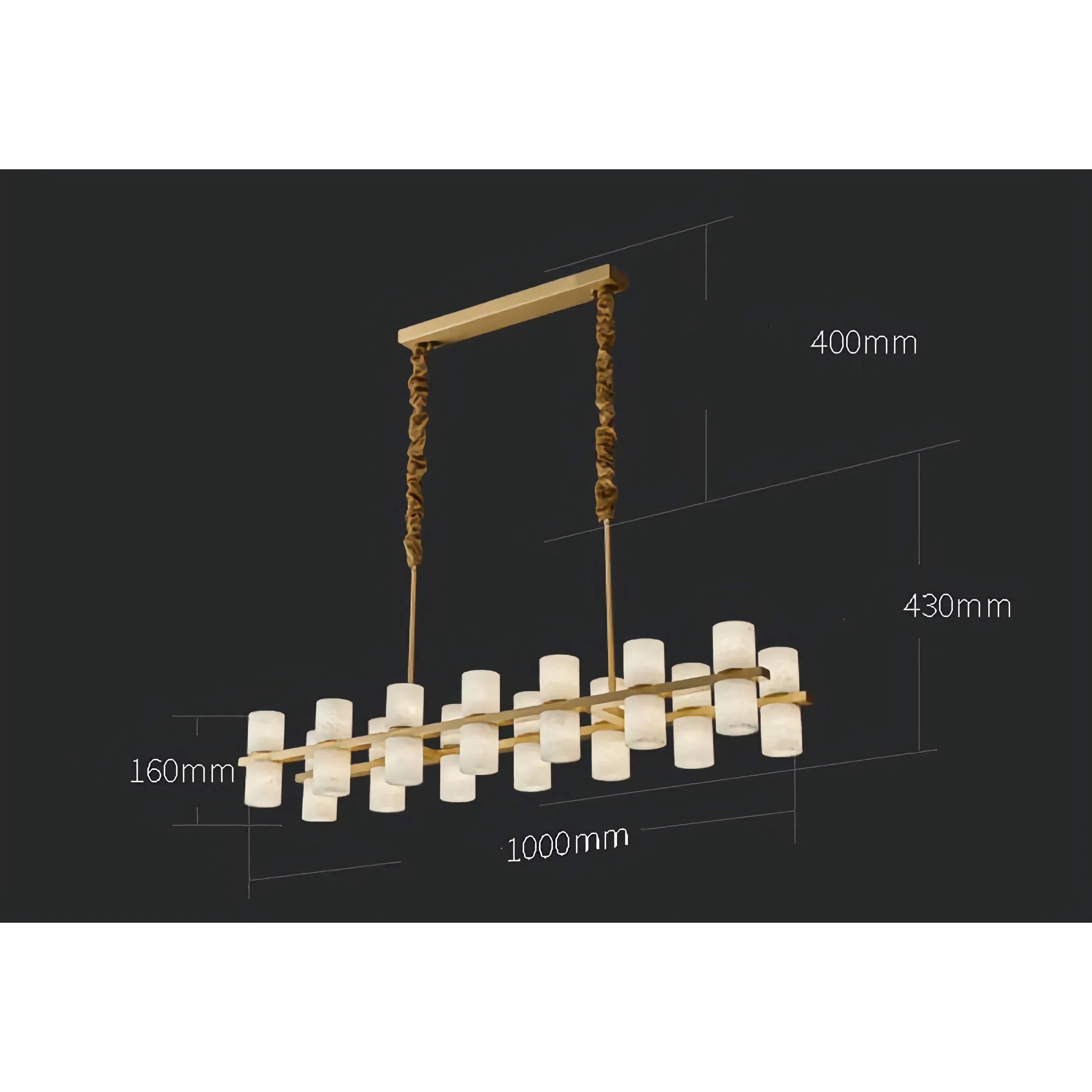 CAURIS ALABASTER LINEAR CHANDELIER 33.5" 39.4" 47.2"L
