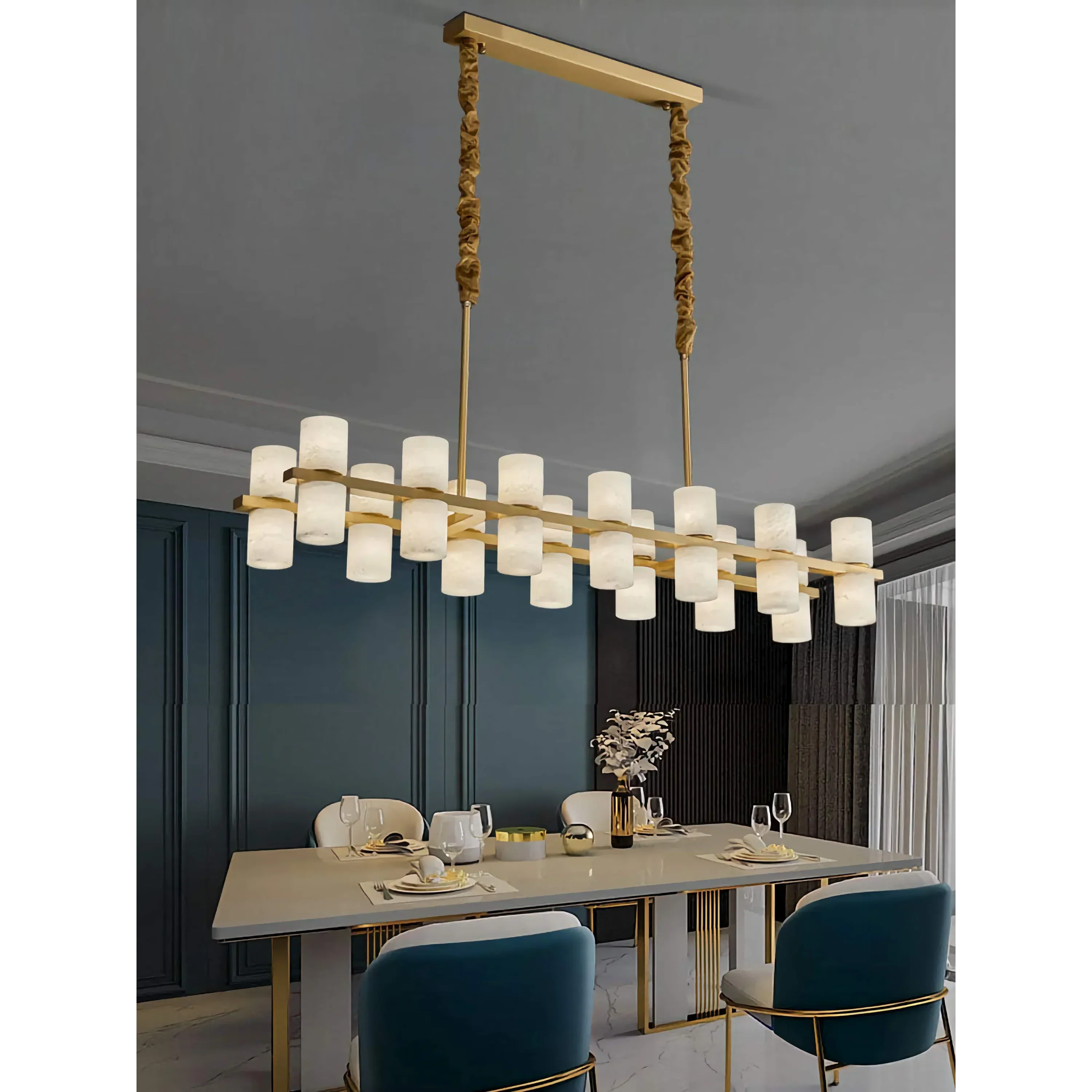 CAURIS ALABASTER LINEAR CHANDELIER 33.5" 39.4" 47.2"L