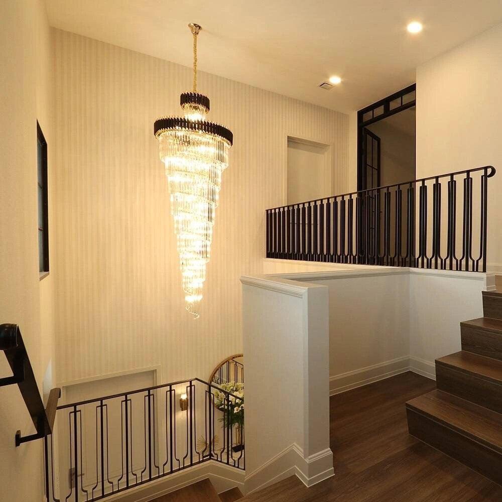 Spiral Crystal Chandelier For Foyer / Staircase