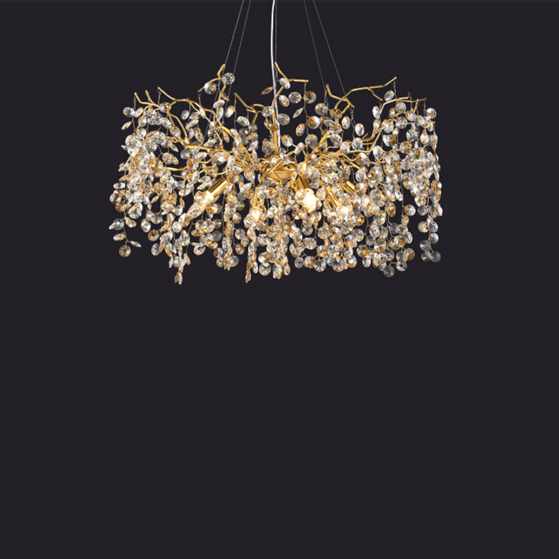 Modern Crystal Branch Chandelier for Foyer Entryway 31.5"D