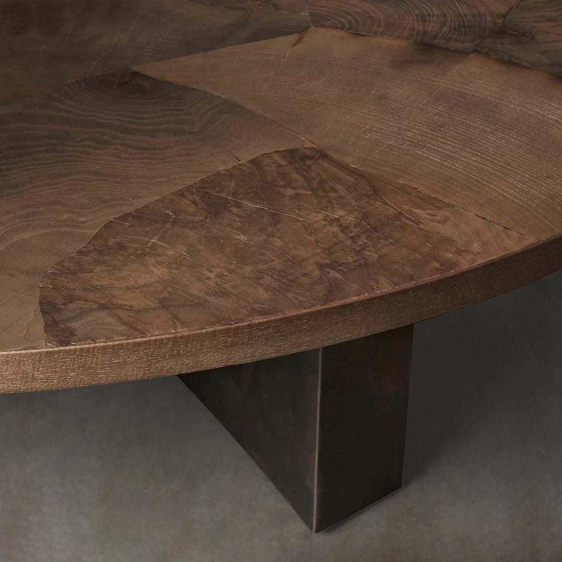 Loranco Wood Round Coffee Table Wabi-Sabi Living Room Center Tea Table