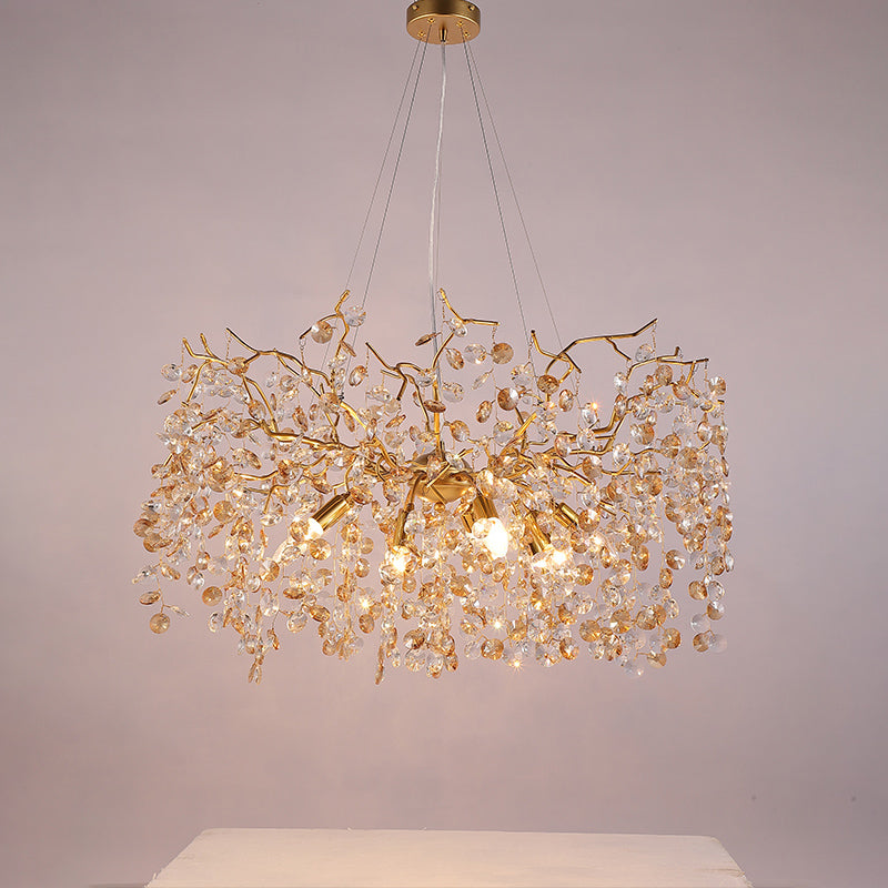 Modern Crystal Branch Chandelier for Foyer Entryway 31.5"D