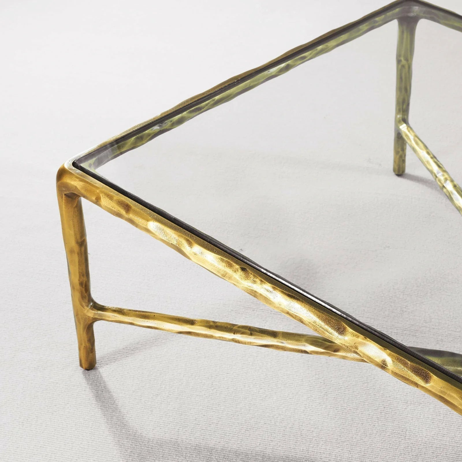 Hand-Forged Metal Rectangle Glass Coffee Table