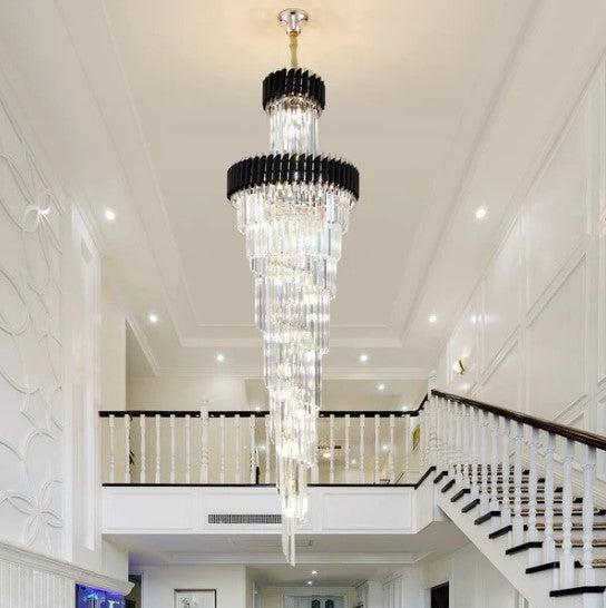 Spiral Crystal Chandelier For Foyer / Staircase