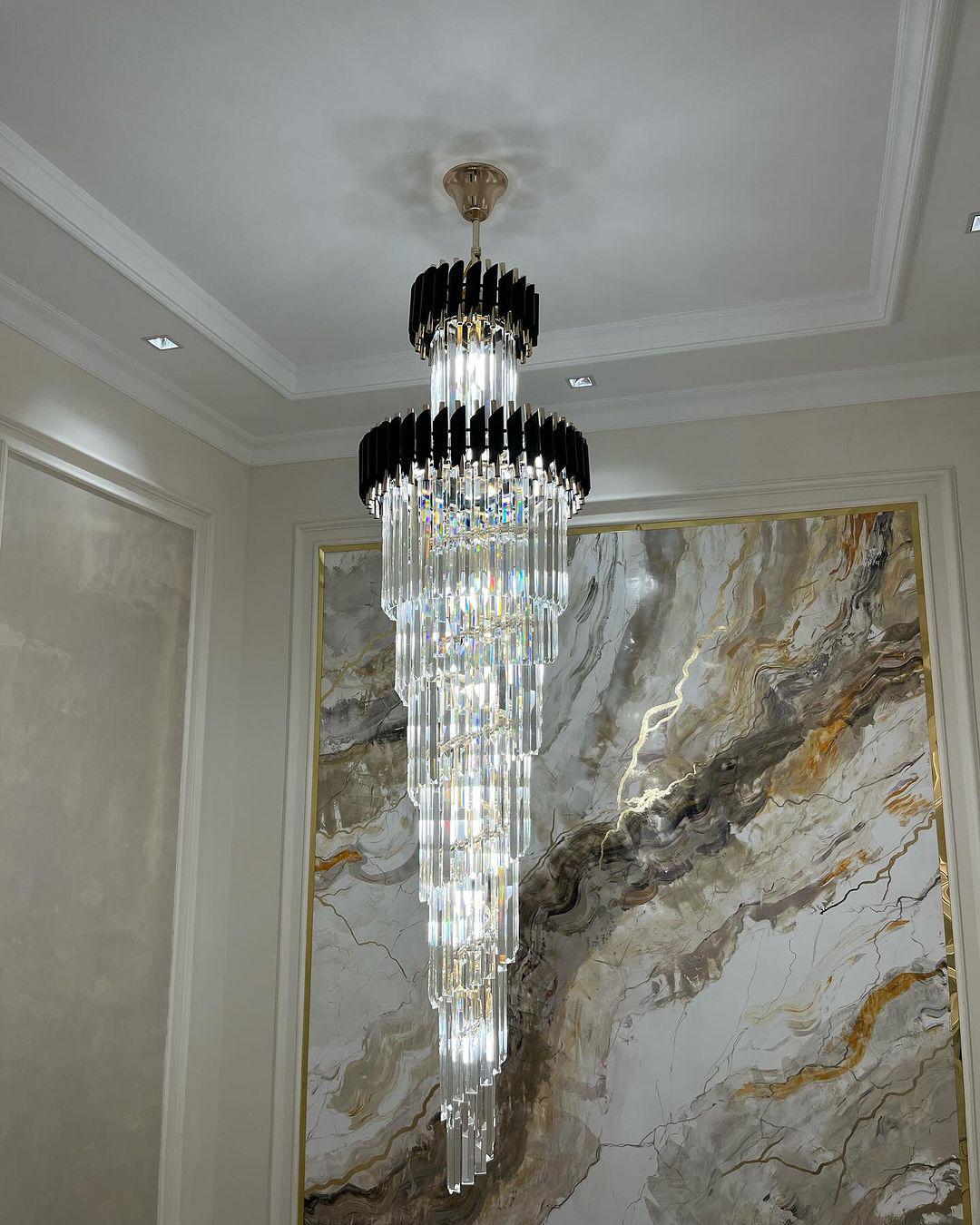 Spiral Crystal Chandelier For Foyer / Staircase