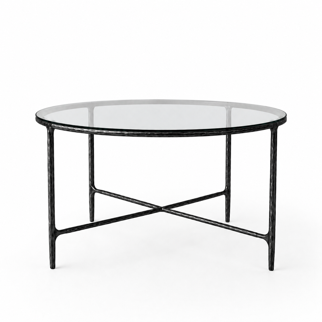 Hand-Forged Metal Glass Round Dining Table