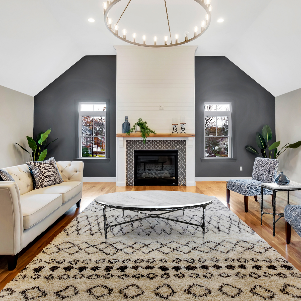 Hand-Forged Metal Marble Round Coffee Table 36" 55"