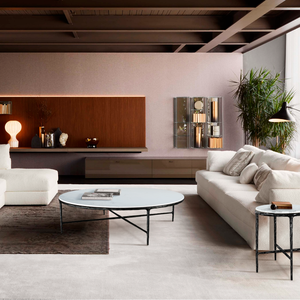 Hand-Forged Metal Marble Round Coffee Table 36" 55"