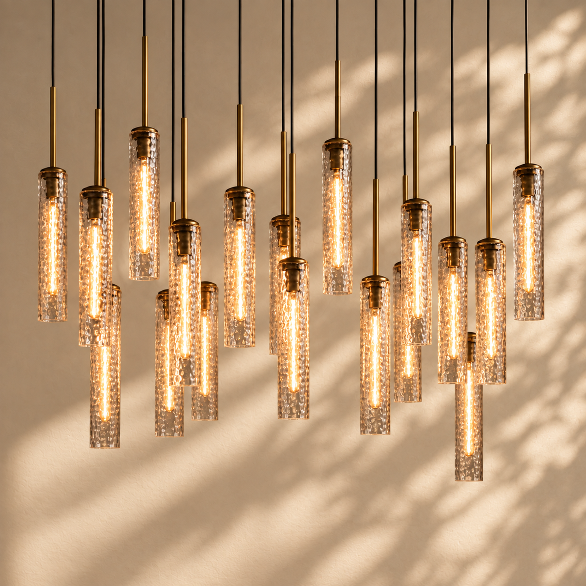 Mahonia Colleena Linear Hammered Glass Chandelier