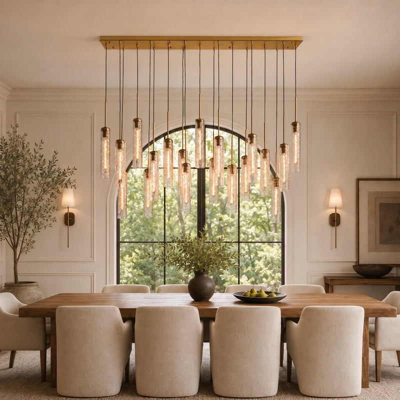 Verina Linear Hammered Glass Chandelier