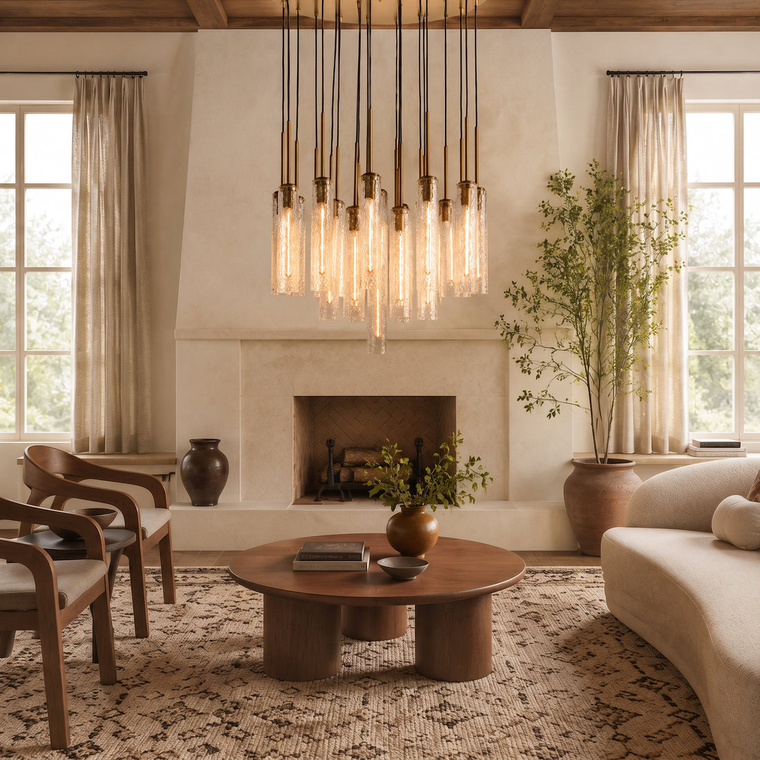 Verina Hammered Glass Round Chandelier