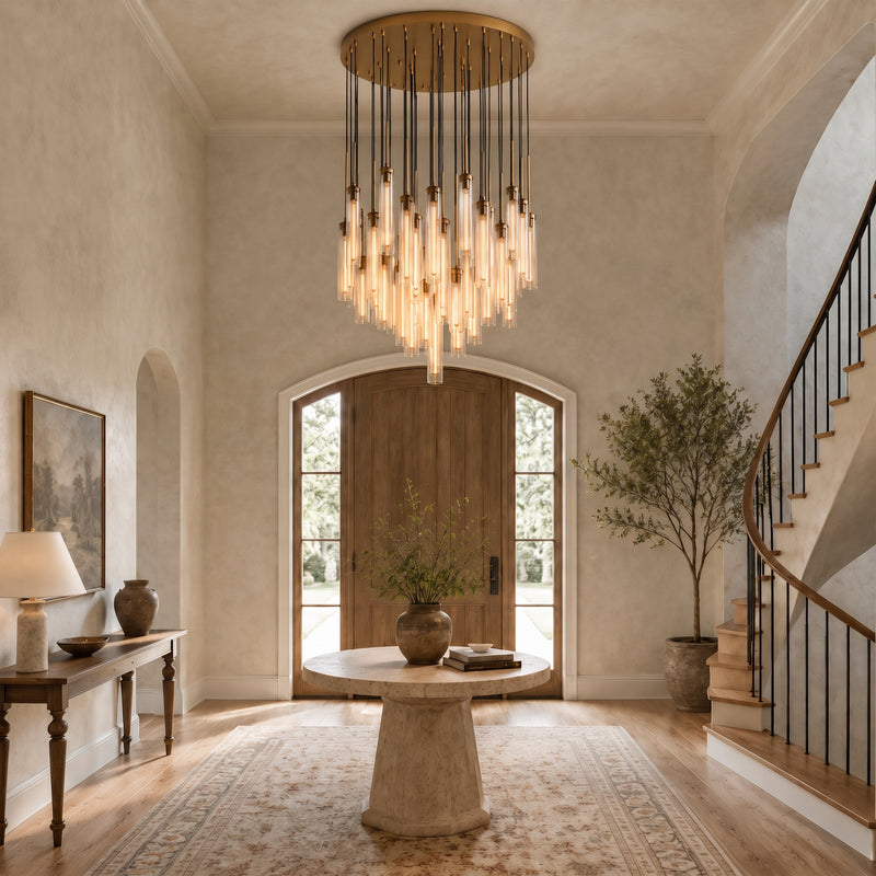 Verina Fluted Glass Round Chandelier
