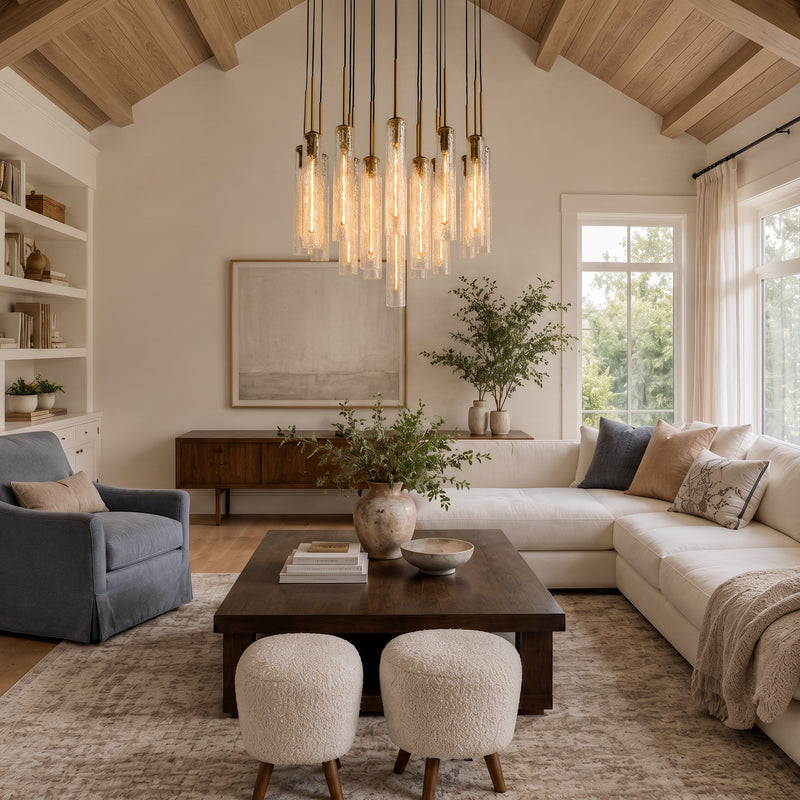 Verina Hammered Glass Round Chandelier