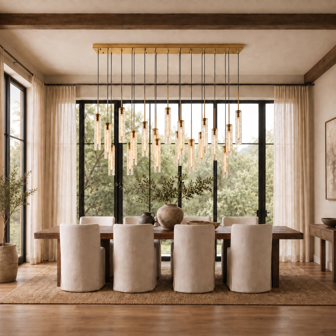 Verina Linear Hammered Glass Chandelier