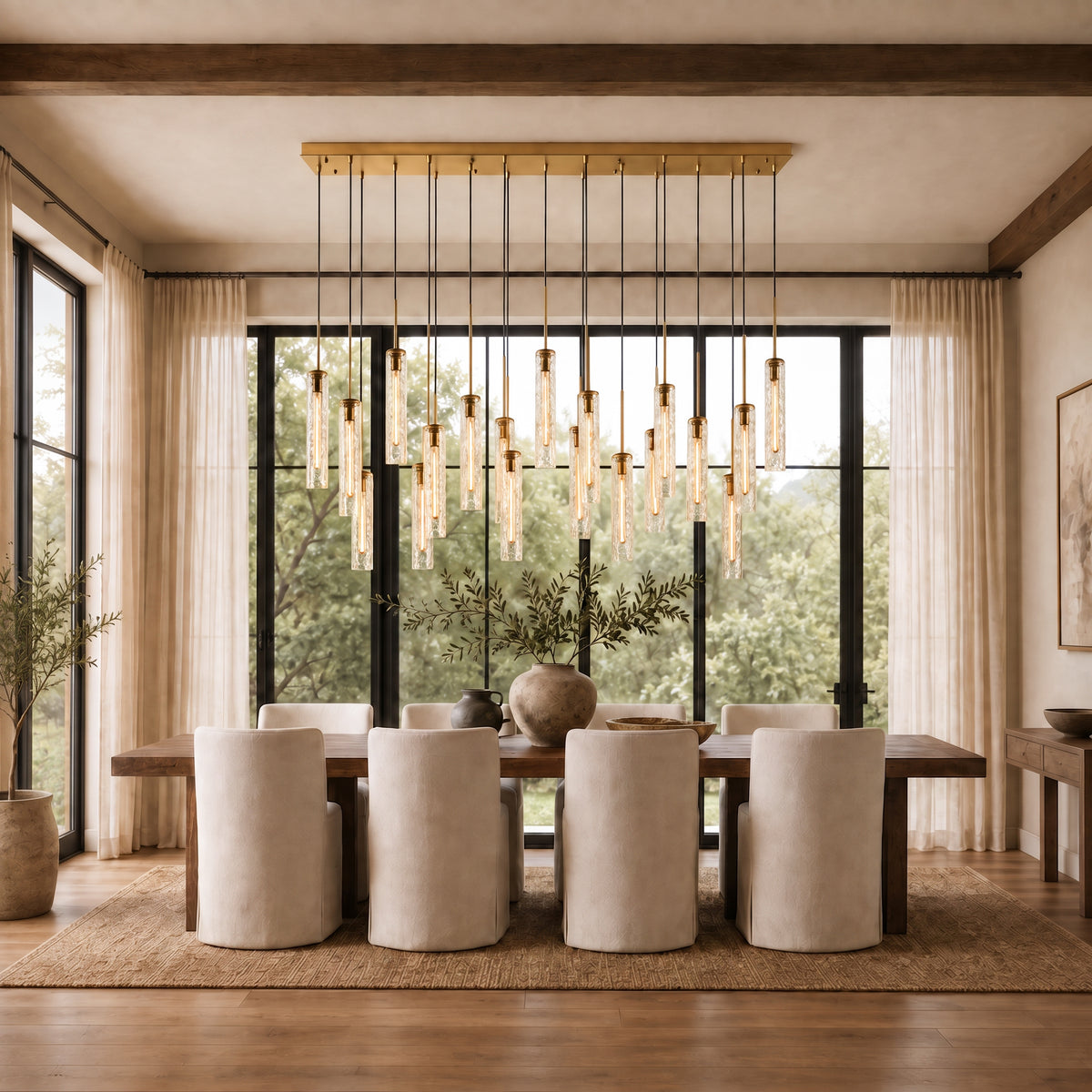Verina Linear Hammered Glass Chandelier