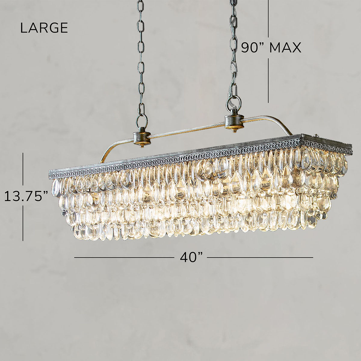 Handmade Art Crystal Glass Calira Rectangular Chandelier